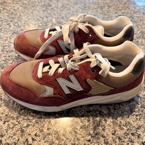 New Balance Burgundy and Beige Sneakers